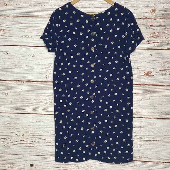 Madewell Button-Back Easy Dress in Daisy Dots in Navy Sz XXS - Picture 8 of 16